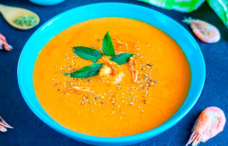 Томатный ПП-суп с креветками